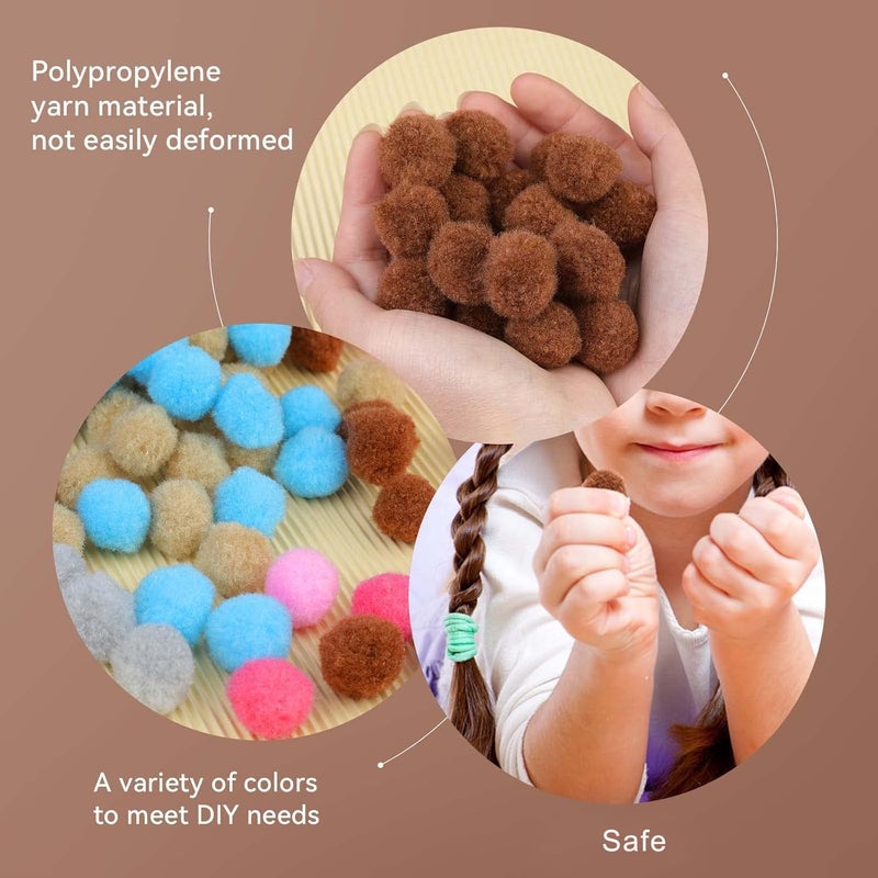 MORFEN 150 Pcs Light Brown Craft Pom Poms, 1 Inch Fuzzy Pompom Puff Balls for DIY Arts, Crafts Projects, Birthday Home Decorations - Image 3